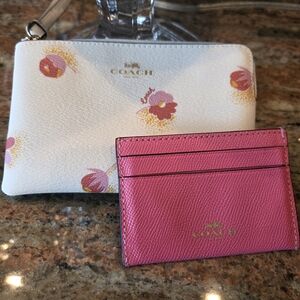 Coach Cream Floral Wristlet & Pink Card Case Set
